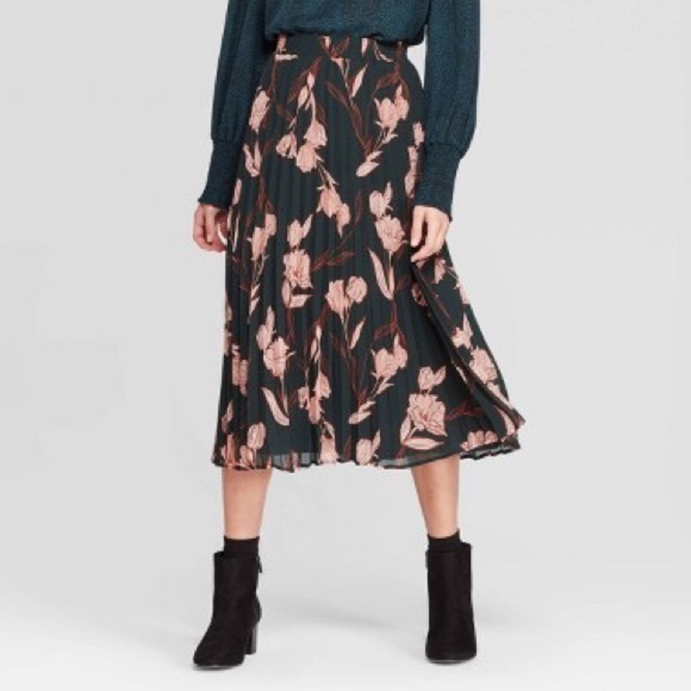 A New Day Pleated Floral Maxi Skirt with Elastic Waist